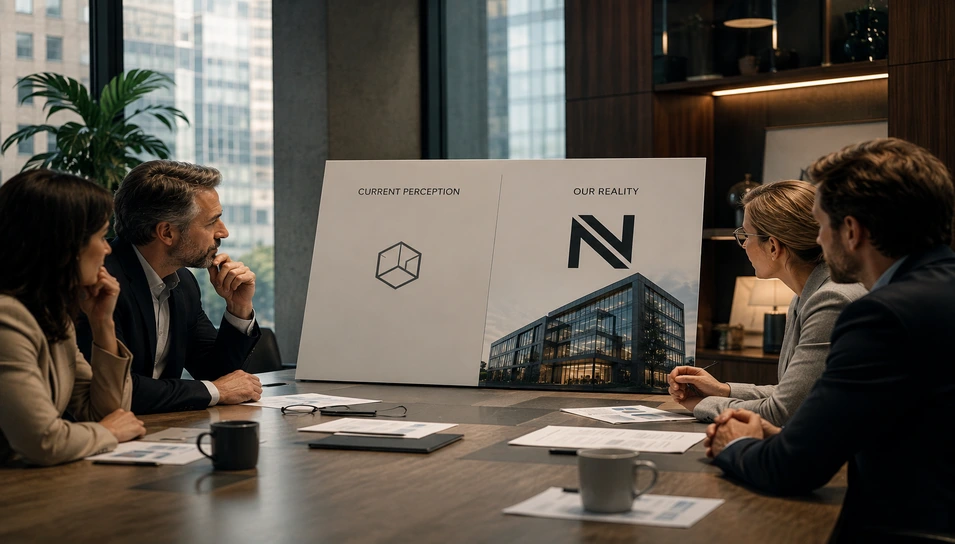 Business leaders assessing whether a strategic rebrand is needed to better align brand perception with company growth and market position