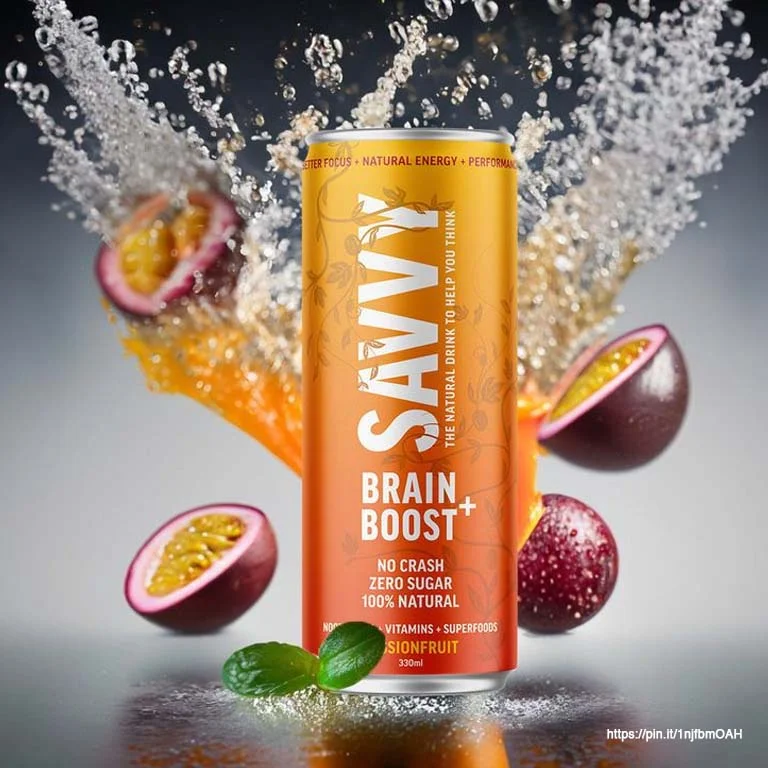 Nootropic drink label design using bold typography and functional ingredient positioning