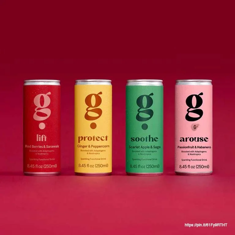 Nootropic drink packaging design example showing strong shelf impact and brand storytelling