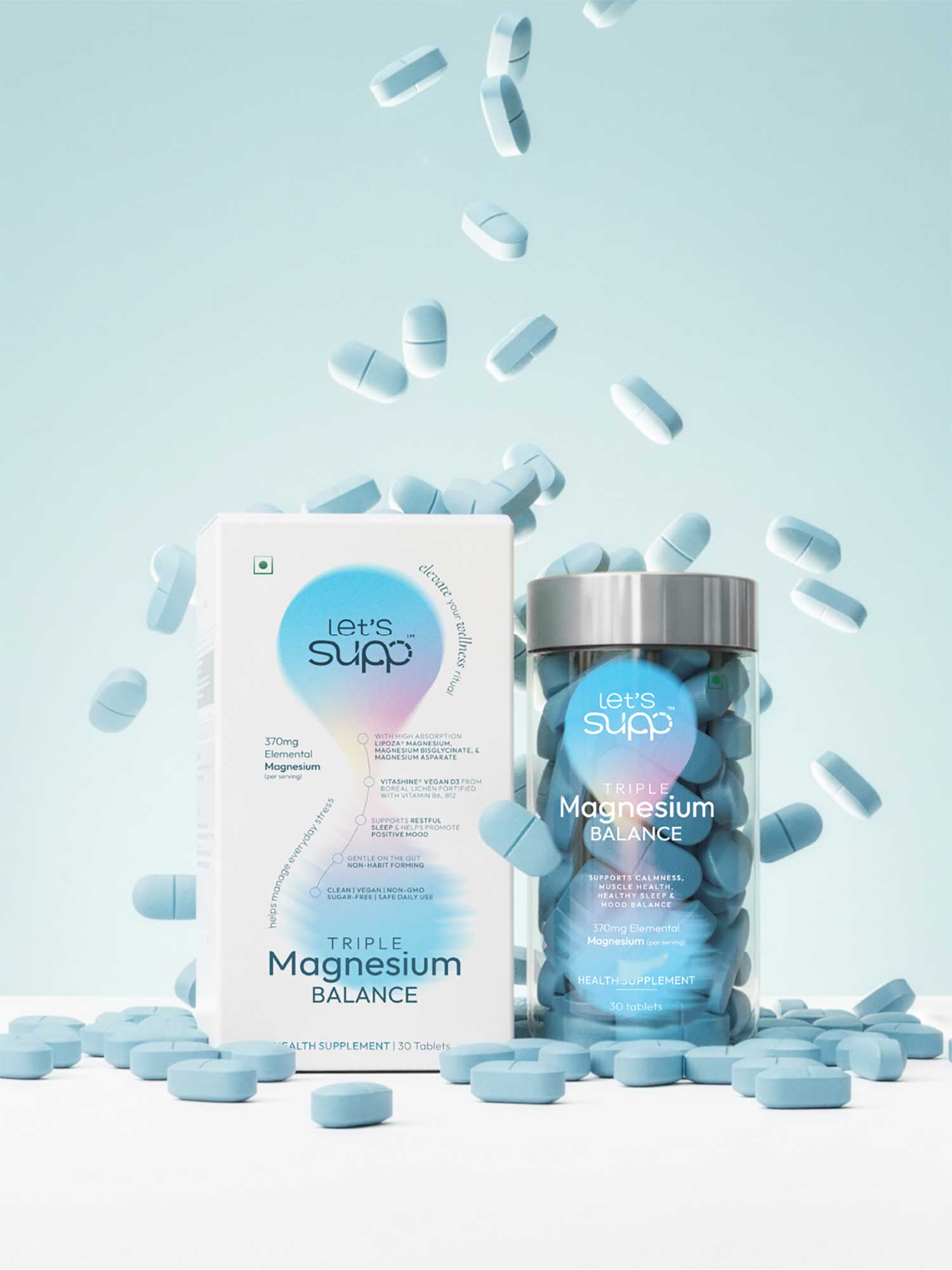 Let's Supp Magnesium Balance packaging tied to the same identity as the wider product range