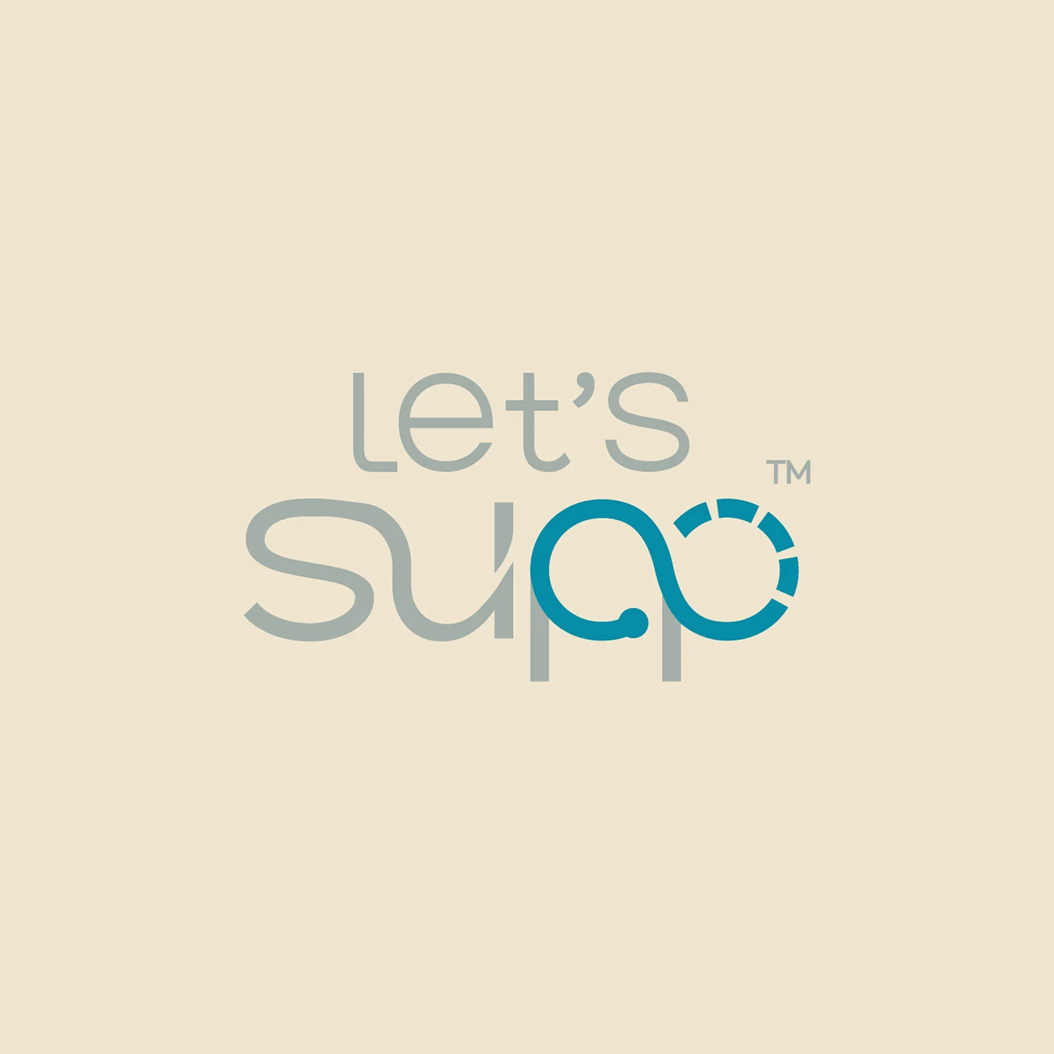 Close-up of the Let's Supp logo's infinity mark formed by the double P in Supp